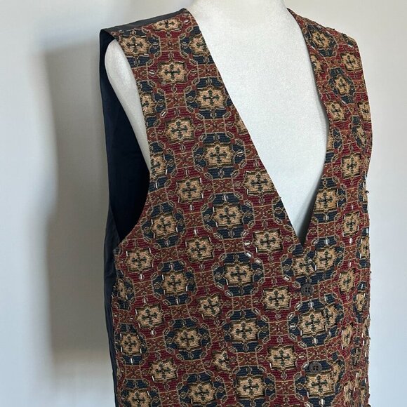 Vintage Carole Little Tapestry Beaded Detail Boho Festival Vest Size L - Picture 4 of 8